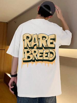 Rare Breed Funny Letter Graphic Print Tshirt Men Cotton Oversize T Shirt Summer Casual Clothes Breathable Tshirts Street Tops