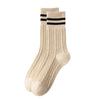 1 Pair Women Socks Ribbed Cuffs Twist Textures Sweat-absorbent Elastic Socks Autumn Winter Mid-tube Thick Warm Socks