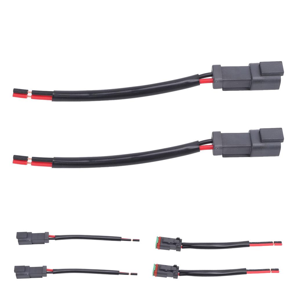 1 Pair 2 Pin DT Connectors Rubber Copper Waterproofing DT Electrical Wire Connector Wiring Harness for Car Boats LED Work Lights