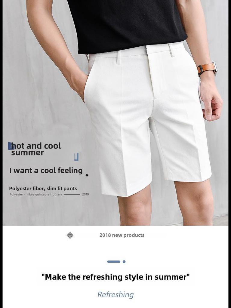 Pánské slim lehké business casual bílé šortky