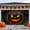 Halloween Dark Pumpkin Ghost Garage Door Decoration - Polyester, Large Outdoor Party Background Banner, Halloween Decoration