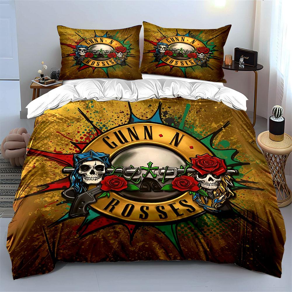 Skull and Roses Graphic Print Bedding Duvet Cover Set Duvet Cover Pillowcases (1*Duvet Cover 2*Pillowcases, without duvet insert)