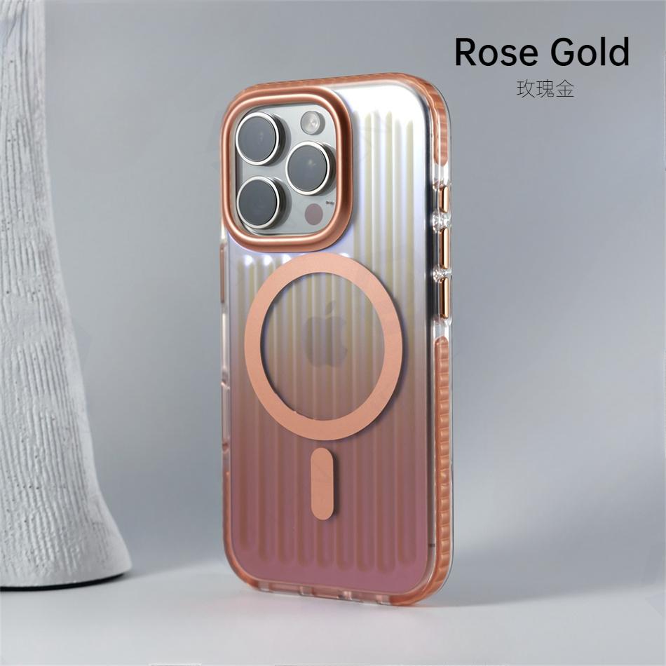 

Роскошный лазерный градиентный гофрированный чехол для Magsafe для iPhone 17 Air 16Pro Max 16 Plus Беспроводная зарядка Цветная противоударная крышка For iPhone 17 Air