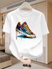 Summer Unisexs Cotton Casual Personalized Trendy Sneakers Graffiti Printed Round Neck Unisexs And Unisexs Short Sleeve Tshirt