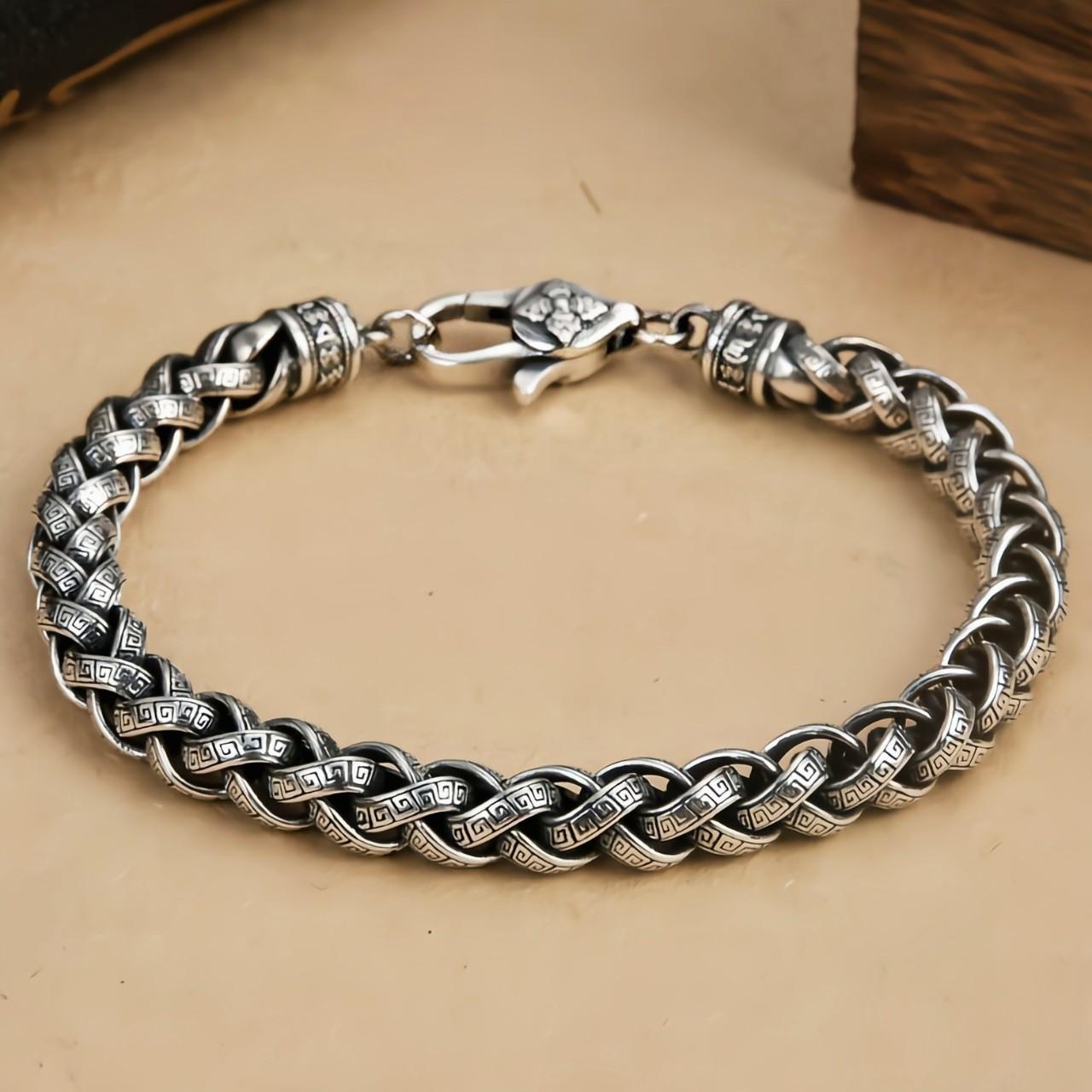 

Мужской браслет из стерлингового серебра S925 Domineer, грубый серебряный браслет в стиле хип-хоп, серебряные украшения 18cm