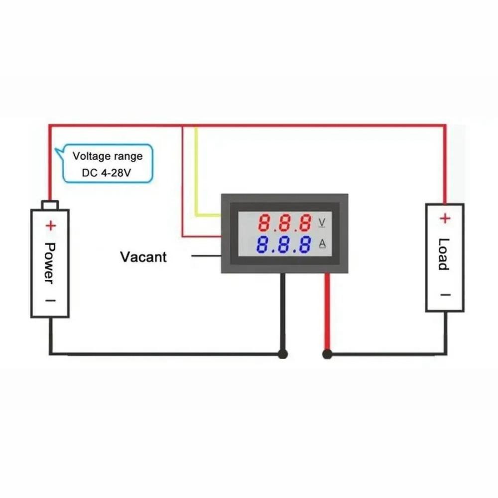 DC0-100V 10A 50A 100A Voltmeter Ammeter Red Blue LED Amp Dual Digital Volt Meter Gauge 0.28'' LED Display 50A 100A Diverter