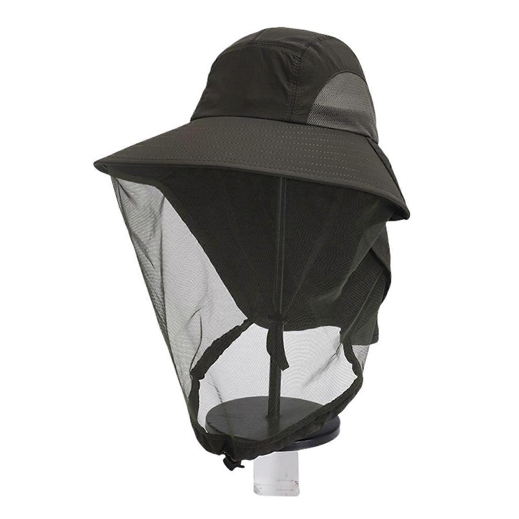 Men's Outdoor Mosquitoes Proof Fisherman Hat with Durable Polyester Mesh for Fishing Hiking and Camping Activities Navy Blue
