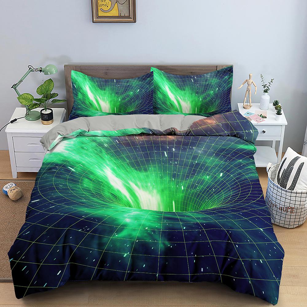3D Psychedelic Geometric Duvet Cover Set - Digital Print Double Bed - Available In 3 or 4-Piece Sets