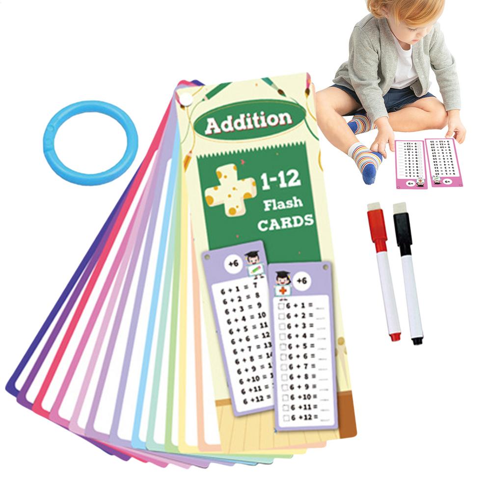Multiplication Flash Cards Flash Cards For Kids Double-Sided Interactive Learning Game With 2 Dry Erase Pens For Classroom Home