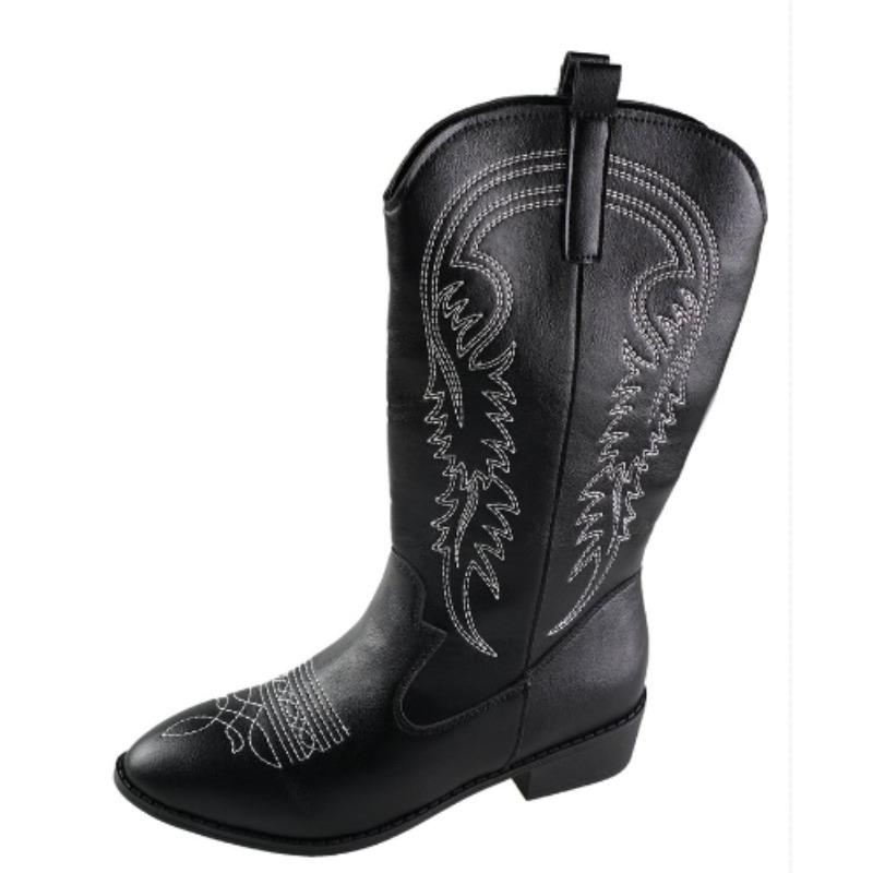 Fashion New White Cowboy Cowgirls Western Boots Embroidery Fashion Women Knee-High Boots Autumn Design Women's Boots Shoes Zapatos Mujer