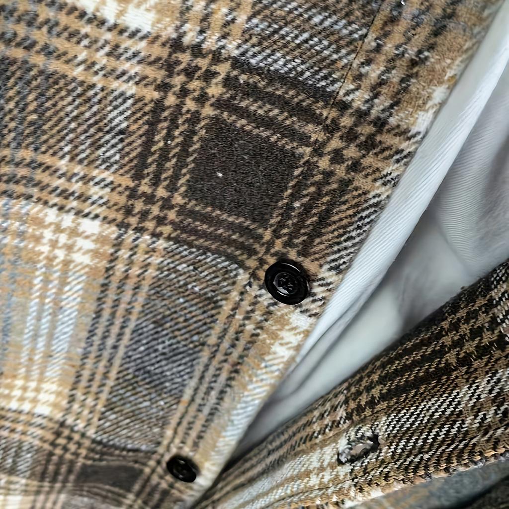 Męski Pasiasty Kraciasty Casualowy Luźny Zapinany Kardigan Koszula Kurtka z Kapturem z Długim Rękawem