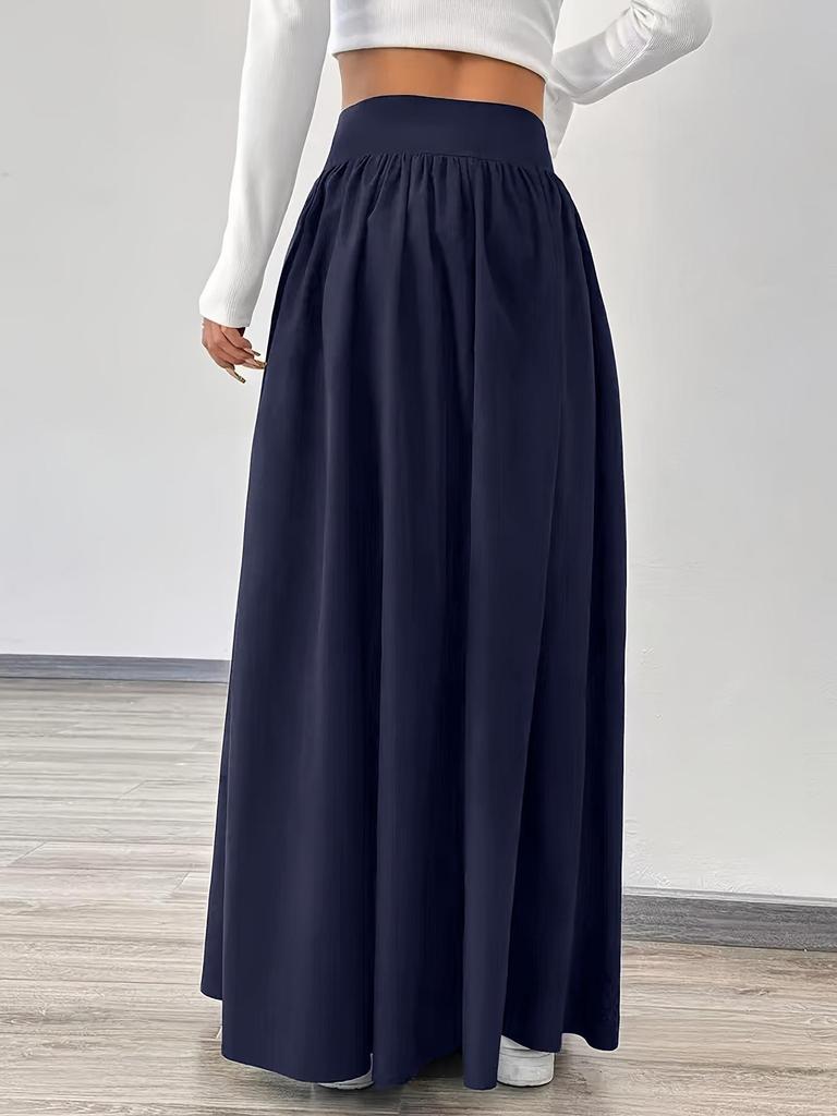 2026 Solid Color High Waist Pleated Skirt: Autumn Drape, Tummy Control, Mid-Length, Casual