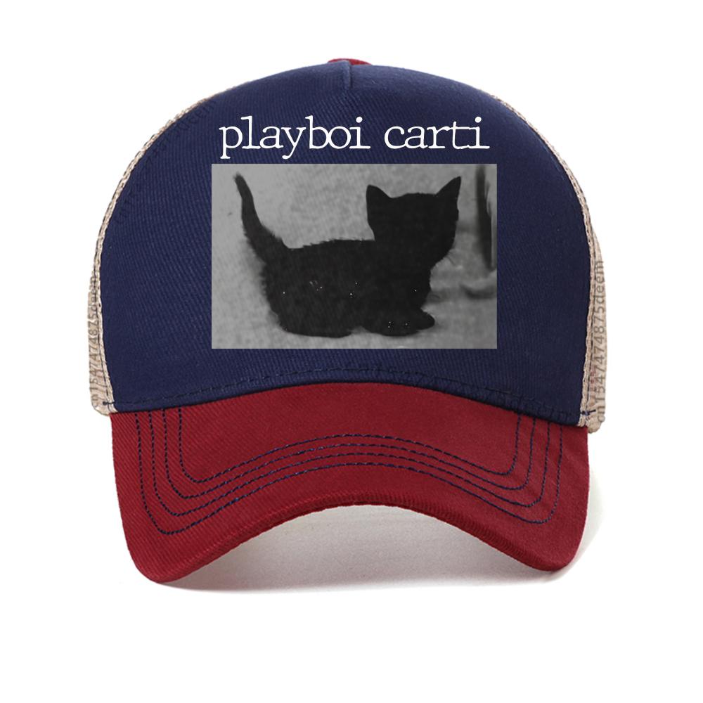

Playboi Carti Oversized Hip Hop cap Cute Cat Print baseball caps Harajuku Mens Streets sport hat adjustable mesh Snapback hat Adjustable красный