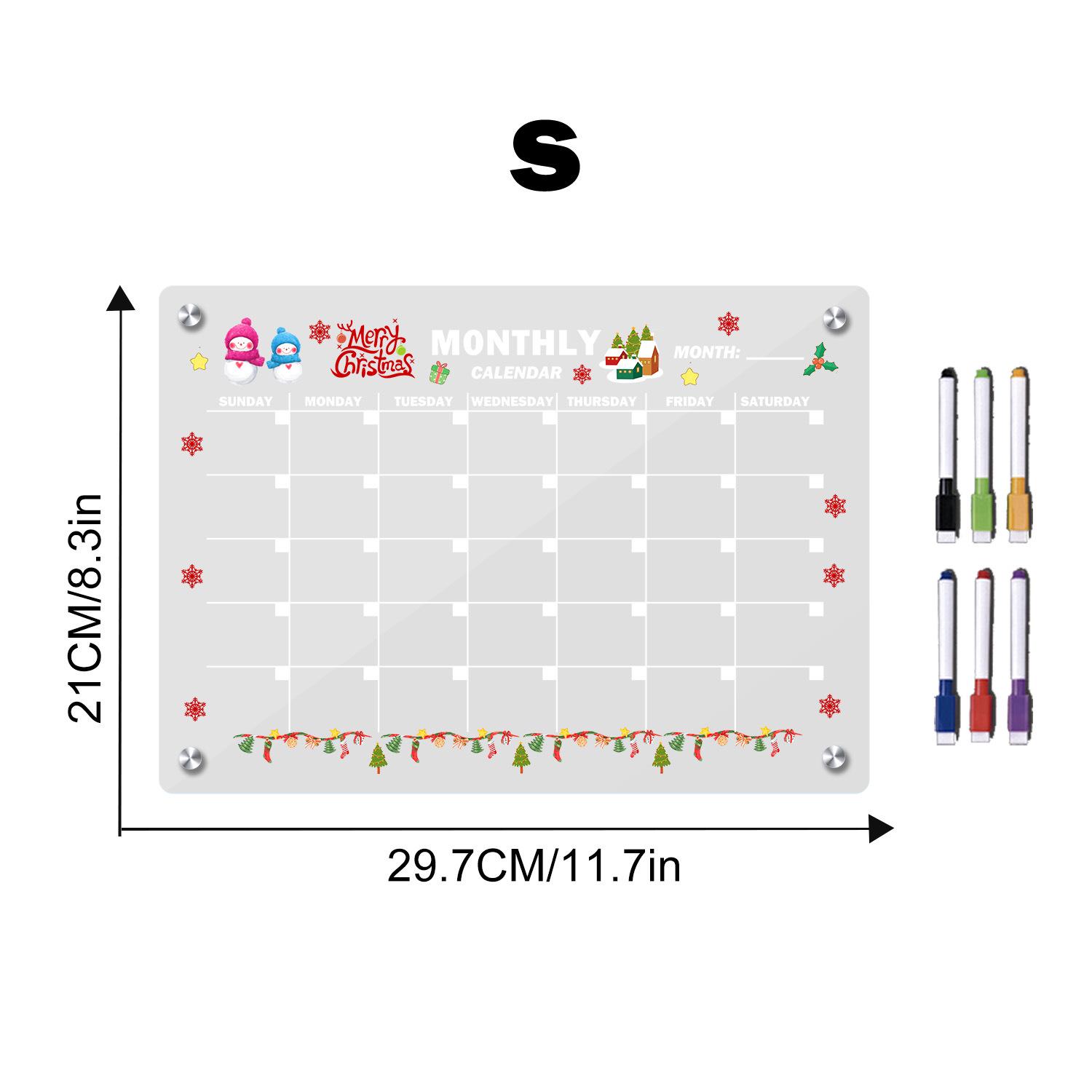 

Christmas-Themed Magnet Calendar: Acrylic, Transparent, Easy-to-Write & Erase Memo Board for Home