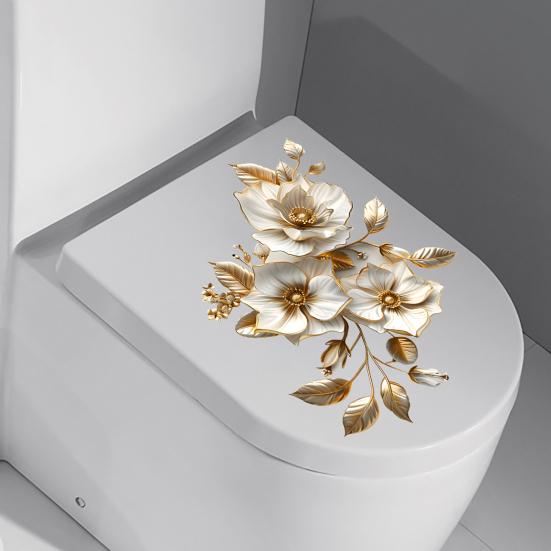 Pegatinas Florales para Inodoro Autoadhesivas para Pared de Baño DIY Extraíbles Impermeables Pegatina para Tapa de Asiento de Inodoro para Baño WC Decoración