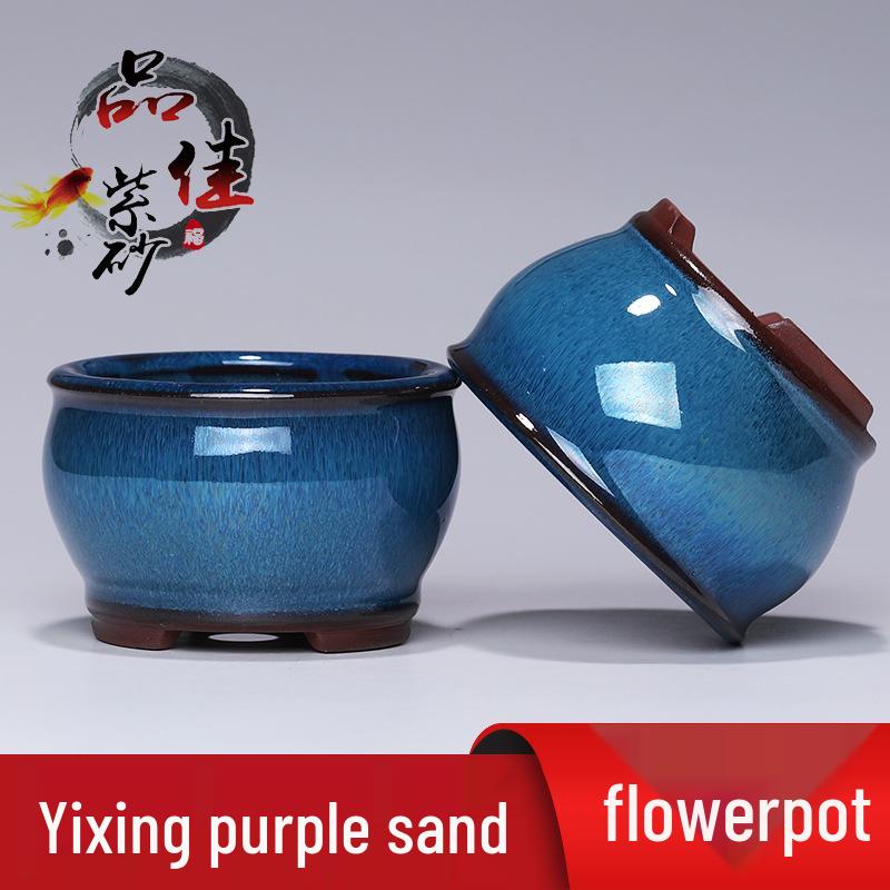 Bonsai Ceramic Flower Pot with Hole for Succulent or Asparagus Fern - Indoor Desktop Green Plant, Breathable Seedling Pot for Household