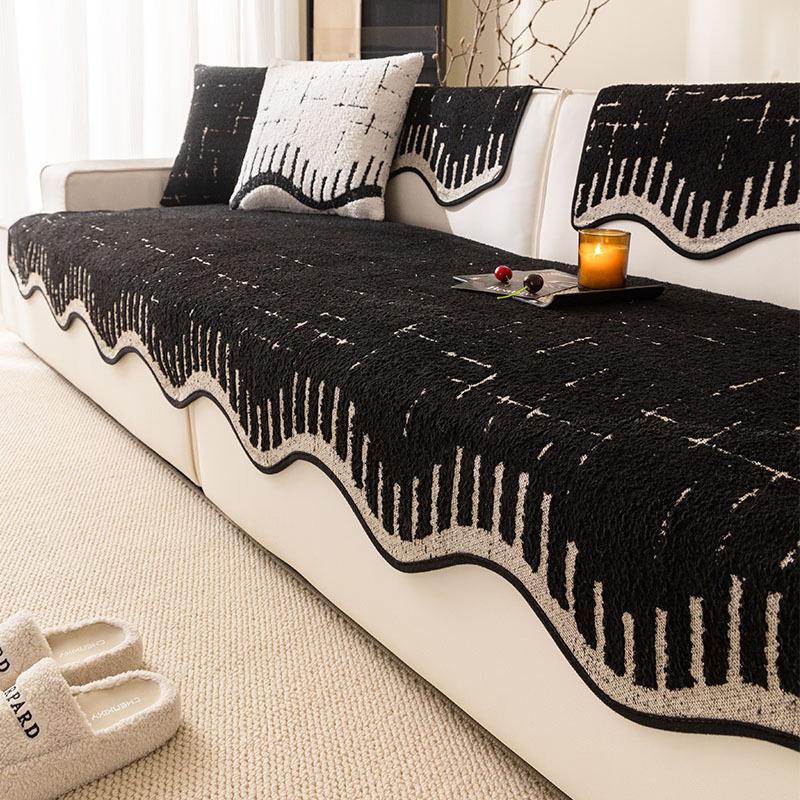 Premium Leather Sofa Cushion Autumn And Winter  New Plush One-Piece Straight Non-Slip Seat Cushion Sofa Cover