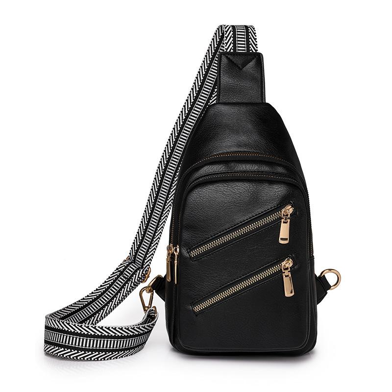 New Fashion Pu Women's Breast Bag Large Capacity Lightweight Chest Bag Versatile Casual Shoulder Messenger Bag Bag