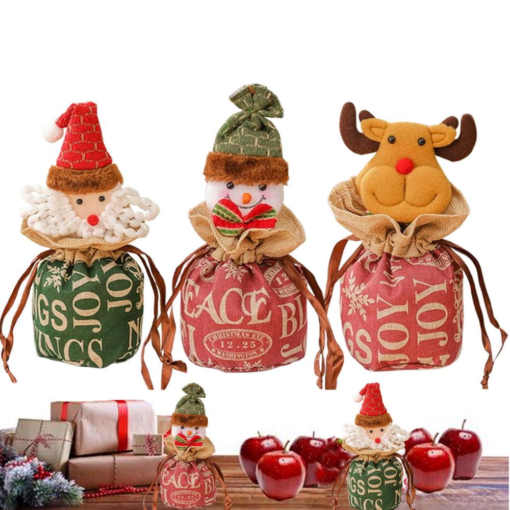 

Рождественские мешочки для конфет 3 шт. Контейнеры с мультяшными куклами Тканевые рождественские пакеты Для дня рождения Детей Праздника Свадебной вечеринки Конфетное дерево 30x15x1cm