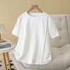 T-shirt Women Cotton Summer Casual Large Size Loose Round Neck Lacework Pullover Short-sleeved Tops