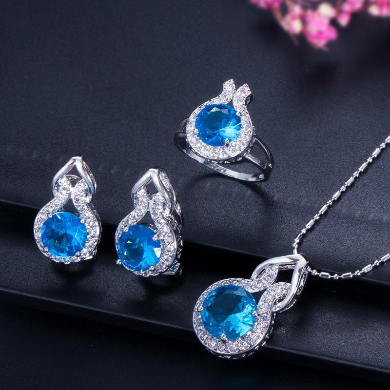 Jewelry Necklace Set, Simple Zircon Three-Piece Set.