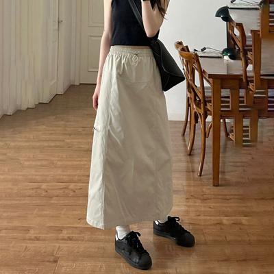 Women's American Vintage Utility High-Waist Slim-Fit Skirt - Autumn Design-Driven Side Slit Bodycon A-Line Hybrid