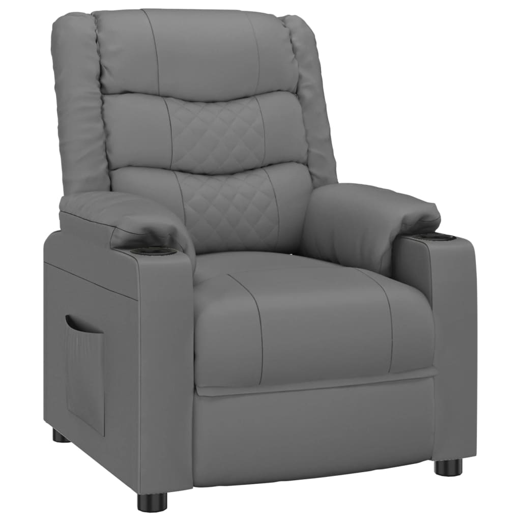 Relaxation Armchair Gray Faux Leather