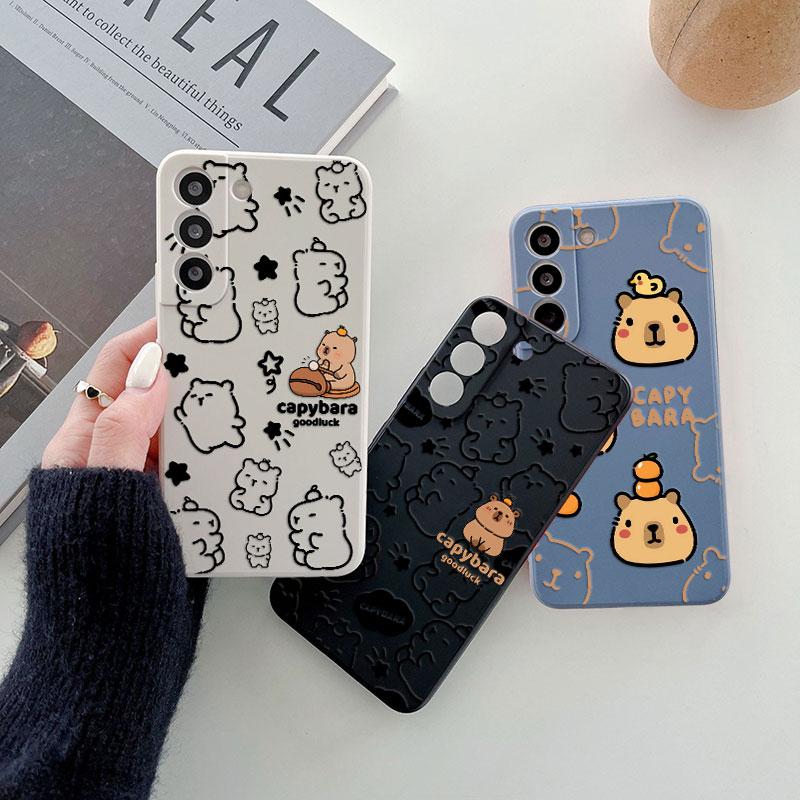 Cartoon Capybara Cute Phone Case For Samsung Galaxy S26 S25 Ultra S24 S23 S22 Plus S21 S20 FE S26Ultra A37 A57 5G Silicone Cover