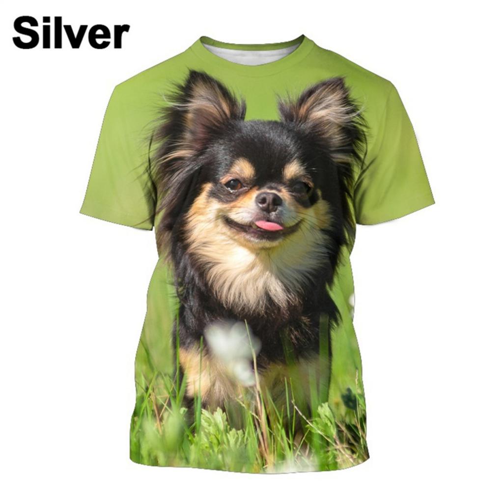 Chihuahua Dog T-Shirt 3D Printed Dog T-Shirt Fun Short Sleeve Cute Top for Boys