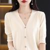 V-neck Short-sleeved Cardigan for Women In Summer New Loose Thin Cotton Mid-sleeved Knitted Top Half-sleeved T-shirt