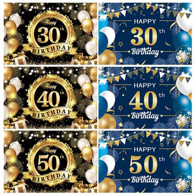 Large Size Birthday Banner 150X100cm Birthday Party Decoration 30 40 50 Years Birthday Background Banner Hanging Flag
