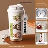 Cartoon Pattern Coffee Cup 316 Stainless Steel Thermos Cup Portable Double Drinking Straw Water Cup