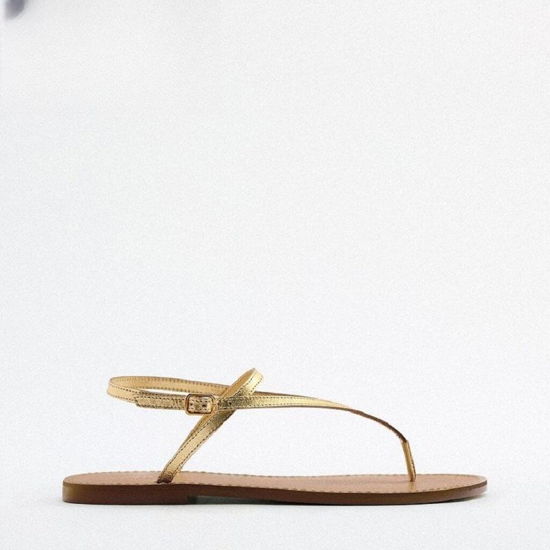 

Pinch-toe sandals women s simple flat-soled gold sandals large size 41-43 35 золотой
