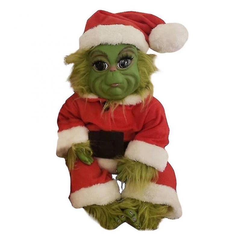Christmas The Grinch Latex Plush Doll Reborn Baby Grinch Stuffed Toy Xmas Gift