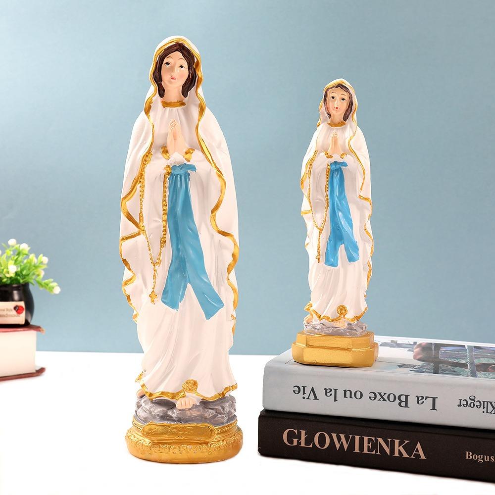 New Resin Virgin Mary Statue Handmade Crafts Gift Blessed Virgin Mother Mary Sculpture Jesus Religious Statue Desktop Ornament