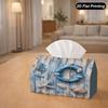 2D Flat, 1 Wooden Wall Blue And White Decorative Tissue Box | Suitable for Family Parties, Cars, Kitchens, Bathrooms, Daily Use Polyester Tissue Box,