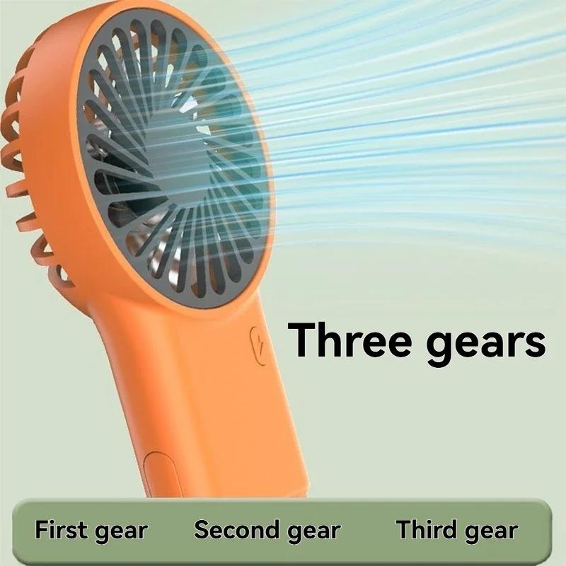 New Foldable Handheld Desktop USB Rechargeable Mini Fan Cartoon Design with Hook for Mountaineering Outdoor Home Office Use