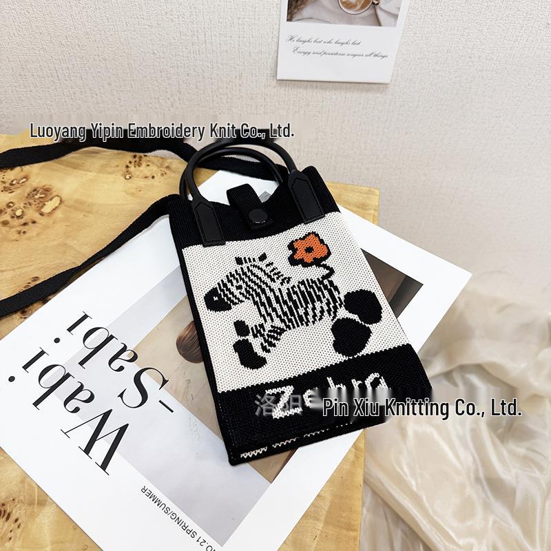 Cute Cartoon Dopamine Knit Crossbody Phone and Coin Bag