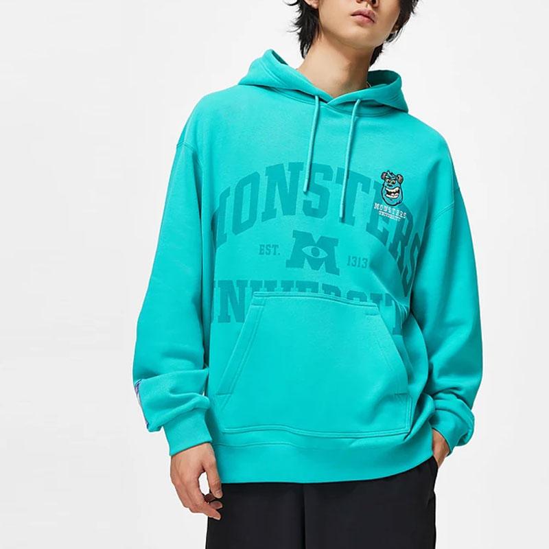 Li Ning Disney Collaboration Series Monsters University Letter Cartoon Print Fleece Warm Loose Pullover Hoodie Unisex Hoodies AWDT815-3