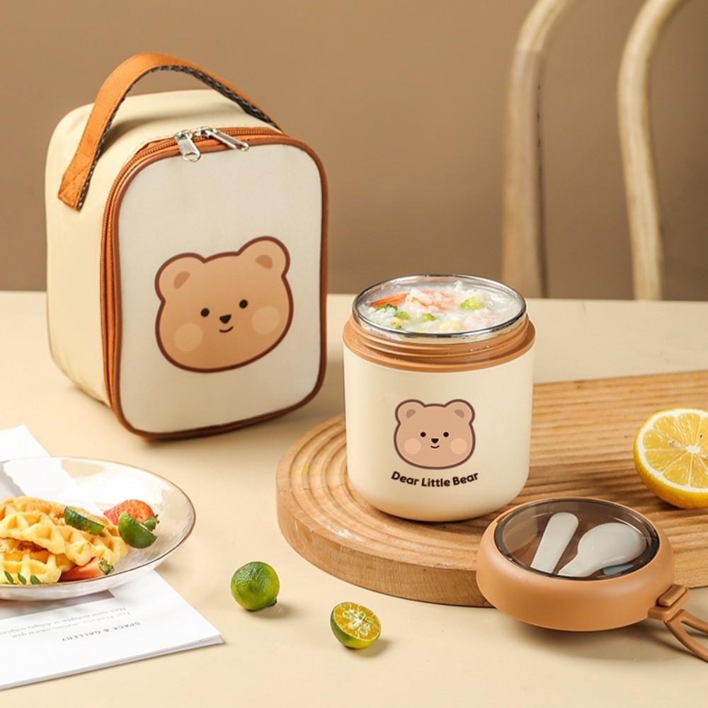 304 Stainless Steel Cute Thermos Flask Bear Warmer Food Container Porridge Soup Container  for Kids