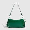 Women Solid Color Double Bow Underarm Bag Mini Square Shoulder Handbag Fashi Purse