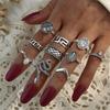 Retro Fashion Personality Exaggerated Engraving Buddha Statue Diamond Snake 10-Piece Ring