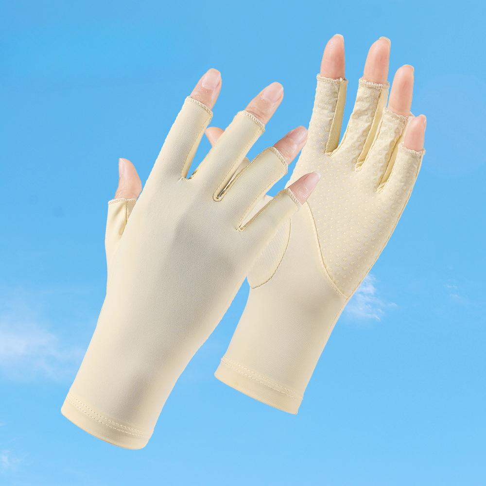 Sunscreen Gloves Manicure Half Finger Ice Silk Women's Driver Anti Slip Breathable Touch Screen Thin Summer UV Gloves