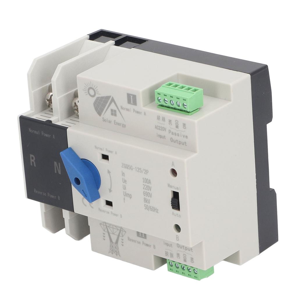 Doppelstromversorgung Automatischer Umschalter 2P 100A Solarisolation Schneller Schaltregler 220V