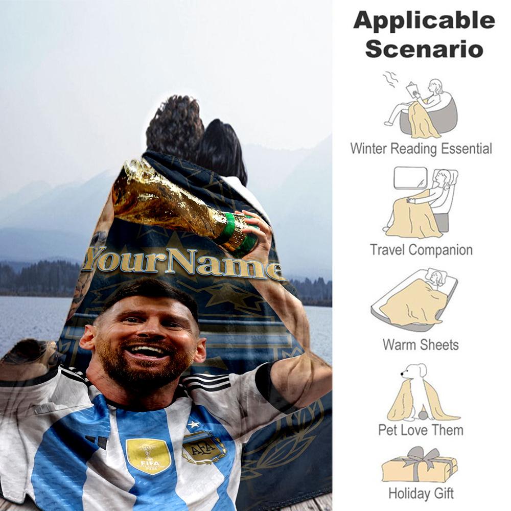 Messi 365 Personalized Name Blanket Lightweight Personalized Blanket Durable Comfort for Nap Office Chair Seaside Office All-Season Use