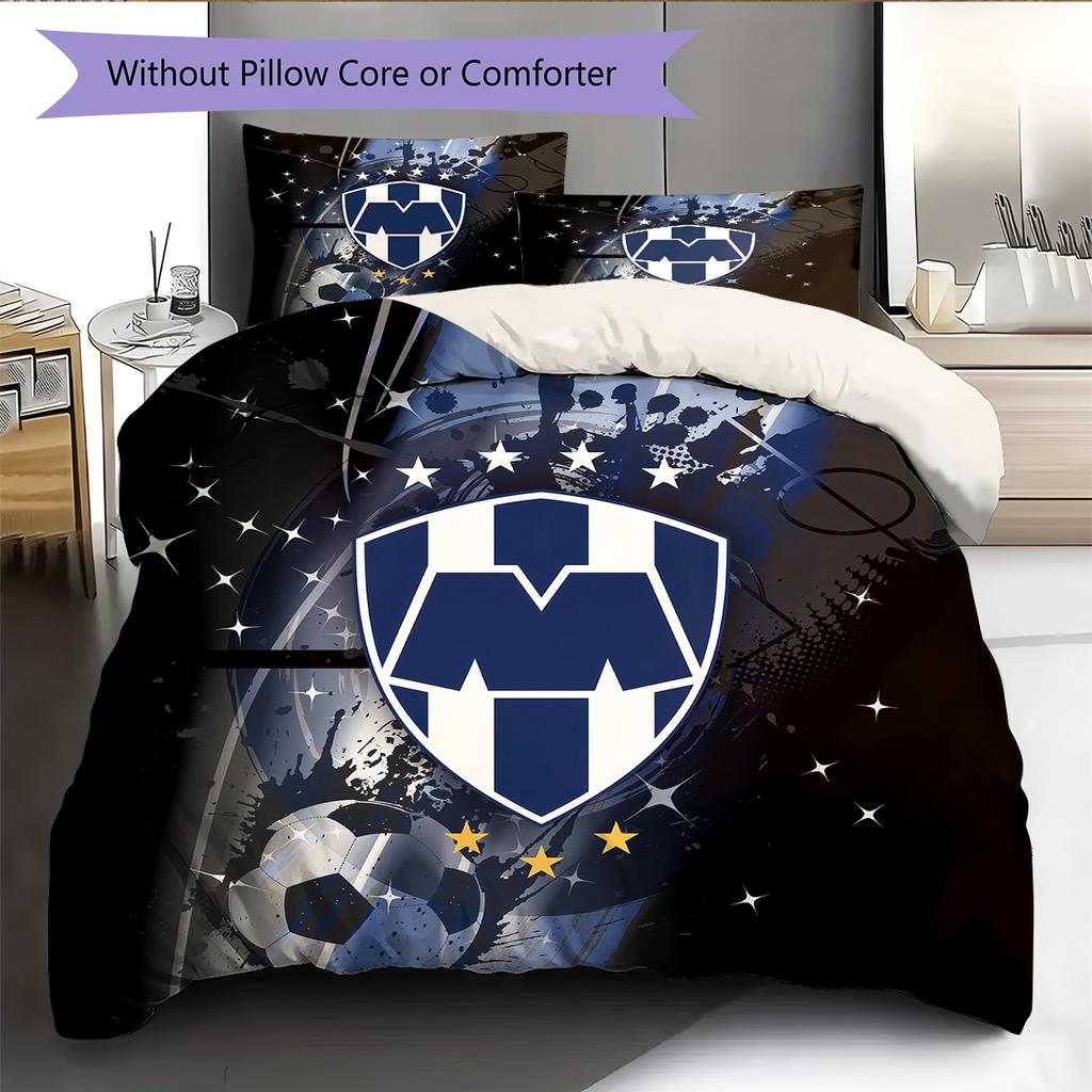 Monterrey Football Club Pattern Bedding Home Decoration Birthday & Festival Gift (1 * Duvet Cover + 2 * Pillowcase, Without Core)
