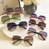Mote Rammeløse Firkantede Solbriller For Kvinner   Designer Solbriller Vintage Nyanser Dame Rosa Briller Gafas De Sol