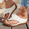 Women Platform Sandals Beach Casual Wedges Flip Flops Premium Orthopedic Open Toe Big Toe Anti-slip Outdoor PU Leather Shoes