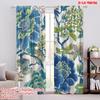 2pcs,2D Plane Printing Curtains Blue-Green Floral Symphony Versatile Fabric (without Rod) Home Decor Ldeal for Kitchen Living