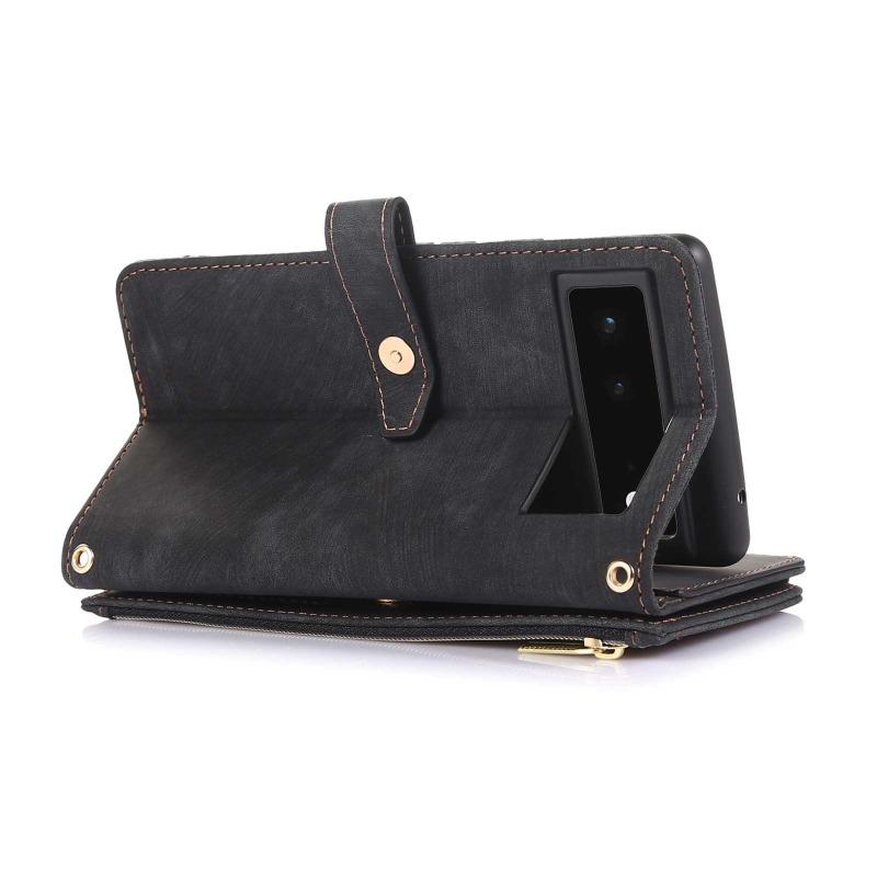 For Google Pixel 9 Pro XL 9Pro Long Lanyard Crossbody Purse Flip Leather Phone Case for Pixel9 8A 7A 7 Pro 6A 8Pro Zipper Wallet Card Solt Stand Shell